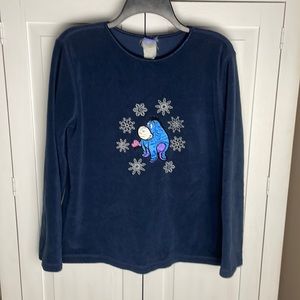 Disney Vintage Eeyore Winnie The Pooh Navy Blue Fleece Sweater Size Large